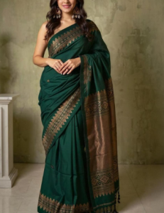 Woven Design Border Pure Chiffon Saree