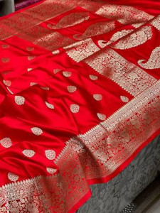 Red Banarasi Silk Butta Saree