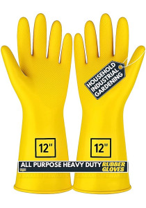 All Purpose Heavy duty Rubber Hand Gloves for Cleaning, Kitchen, Washing Utensils, Gardening, Industrial, Safety, Construction